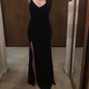 Black sparky tight prom dress